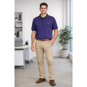 Burberry London Polo Shirt Mens XXL Purple Collar Logo Cotton Classic Preppy